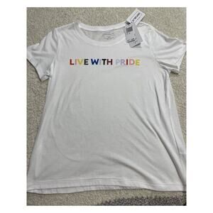 NWT For the Republic Live W Gay Pride Womens Medium Modal Cotton T shirt White